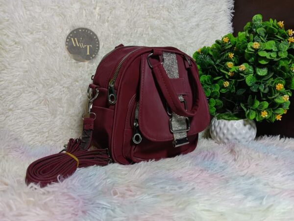 Bagpack for Girls Less Stone Design PU Leather Premium Quality - Image 2