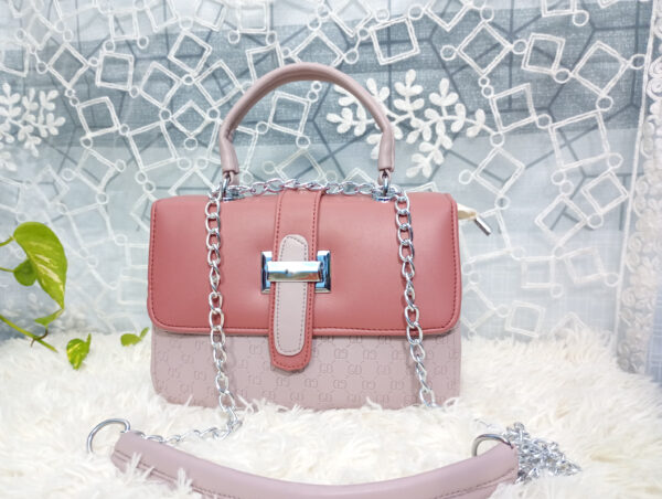 Side and Cross Body Bag for Girls Premium Quality Leather and China materials [Model No.101,Colour: Baby Pink] - Image 2