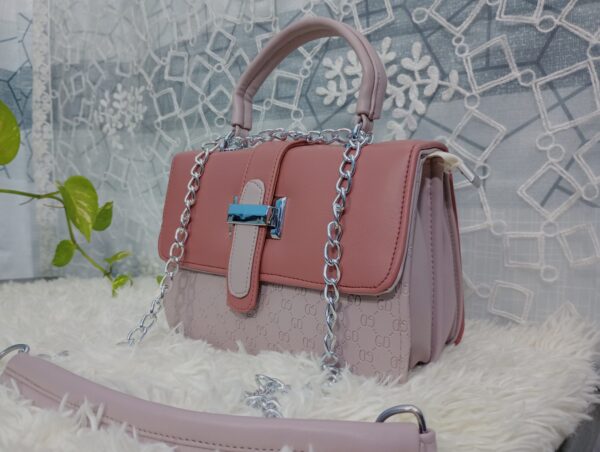 Side and Cross Body Bag for Girls Premium Quality Leather and China materials [Model No.101,Colour: Baby Pink] - Image 3