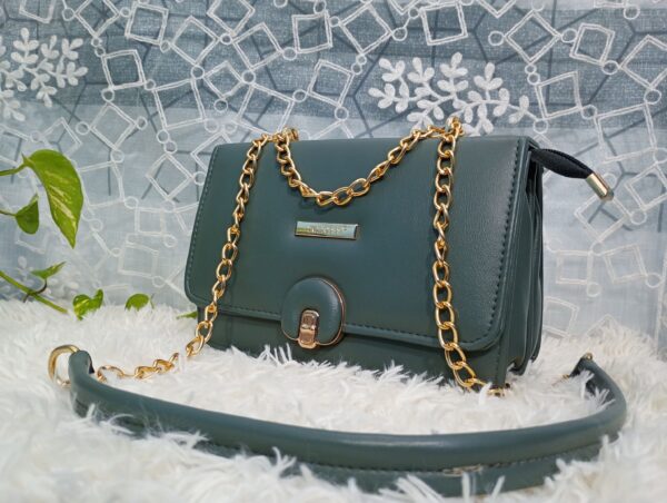 Side and Cross Body Bag for Girls Premium Quality Leather and China materials [Model No.101,Colour: Deep Green] - Image 2