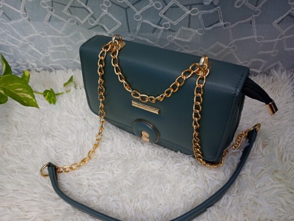 Side and Cross Body Bag for Girls Premium Quality Leather and China materials [Model No.101,Colour: Deep Green] - Image 5