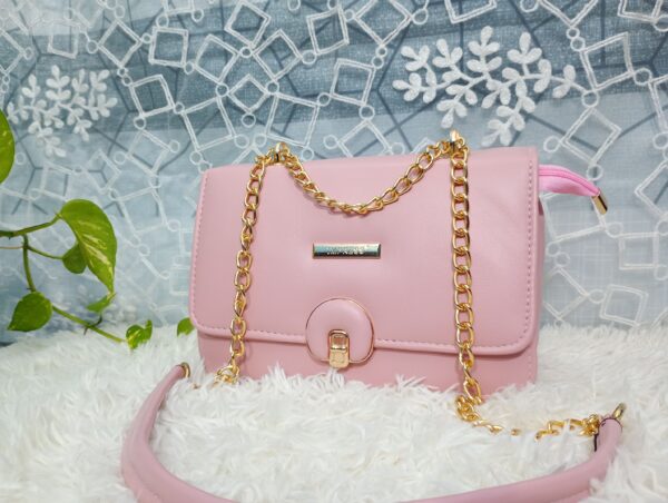 Side and Cross Body Bag for Girls Premium Quality Leather and China materials [Model No.102,Colour: Baby Pink]