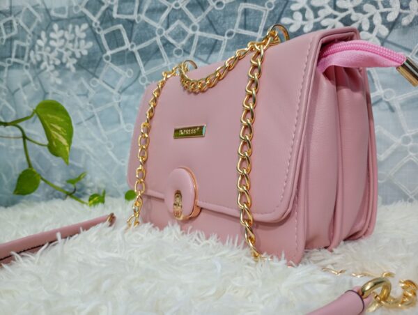 Side and Cross Body Bag for Girls Premium Quality Leather and China materials [Model No.102,Colour: Baby Pink] - Image 3