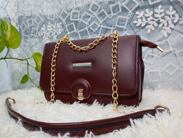 Side and Cross Body Bag for Girls Premium Quality Leather and China materials [Model No.102,Colour:Brown] - Image 2