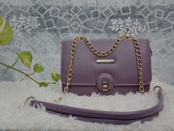 Side and Cross Body Bag for Girls Premium Quality Leather and China materials [Model No.102,Colour: Purple] - Image 2