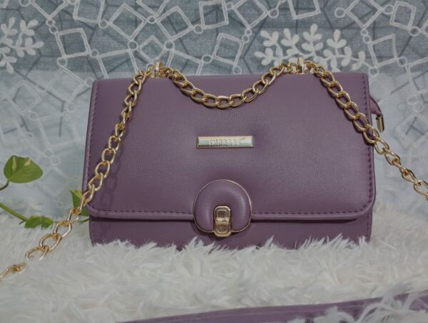 Side and Cross Body Bag for Girls Premium Quality Leather and China materials [Model No.102,Colour: Purple] - Image 5