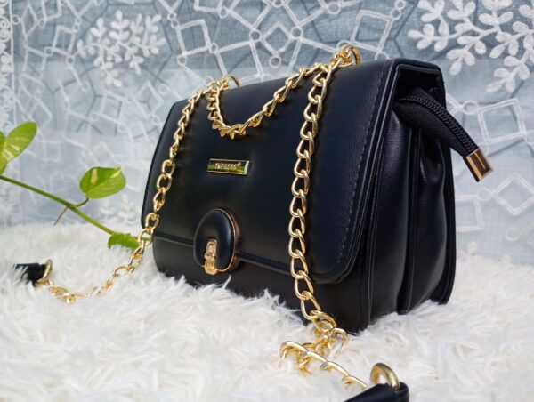 Side and Cross Body Bag for Girls Premium Quality Leather and China materials [Model No.102,Colour: Black]