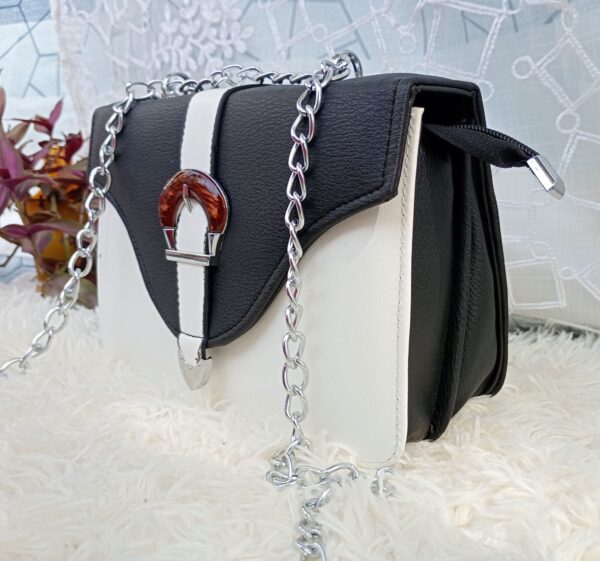 Side and Cross Body Bag for Girls Premium Quality Leather and China materials [Model No.104,Colour: Black]