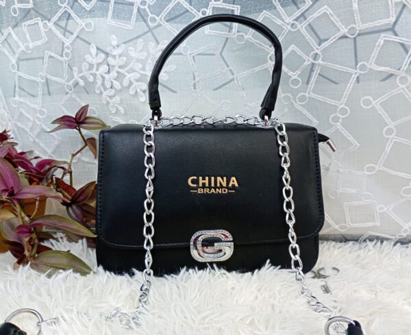 Side and Cross Body Bag for Girls Premium Quality Leather and China materials [Model No.105,Colour: Black]