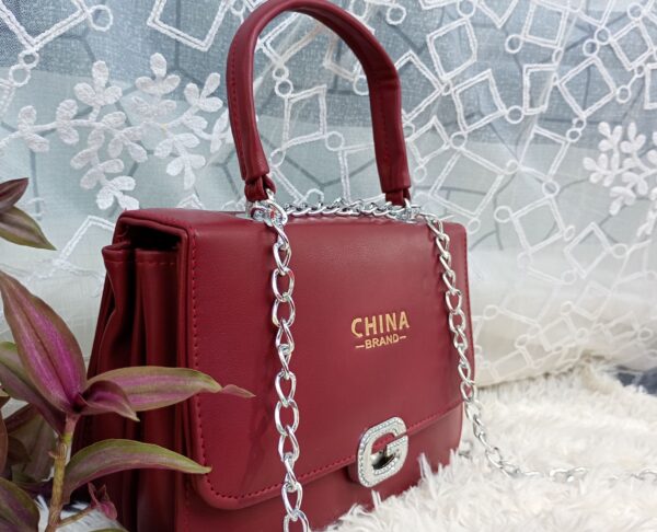 Side and Cross Body Bag for Girls Premium Quality Leather and China materials [Model No.105,Colour:Maroon] - Image 5