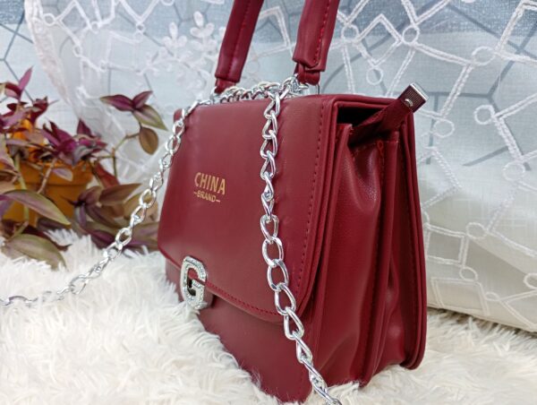 Side and Cross Body Bag for Girls Premium Quality Leather and China materials [Model No.105,Colour:Maroon] - Image 4