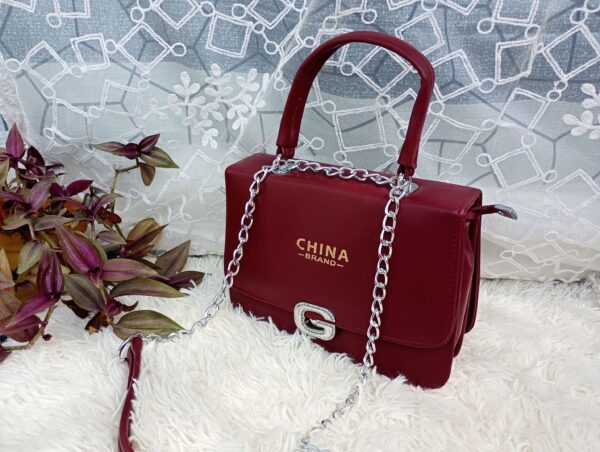 Side and Cross Body Bag for Girls Premium Quality Leather and China materials [Model No.105,Colour:Maroon] - Image 2