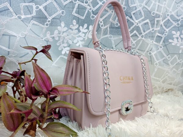 Side and Cross Body Bag for Girls Premium Quality Leather and China materials [Model No.105,Colour:Baby Pink] - Image 2