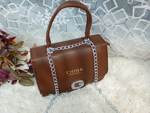 Side and Cross Body Bag for Girls Premium Quality Leather and China materials [Model No.105,Colour:Brown] - Image 4