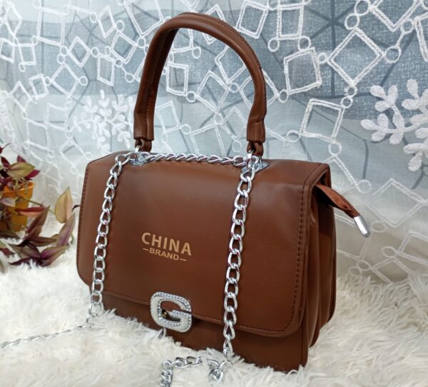 Side and Cross Body Bag for Girls Premium Quality Leather and China materials [Model No.105,Colour:Brown] - Image 3