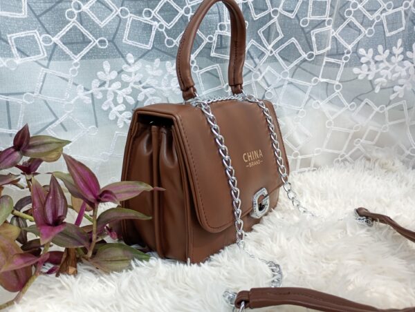 Side and Cross Body Bag for Girls Premium Quality Leather and China materials [Model No.105,Colour:Brown] - Image 2