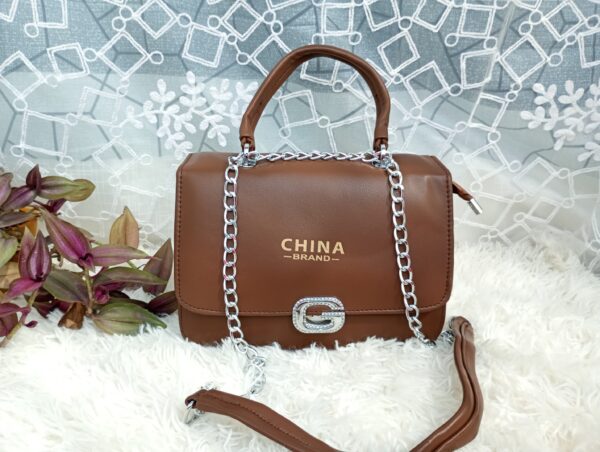 Side and Cross Body Bag for Girls Premium Quality Leather and China materials [Model No.105,Colour:Brown]