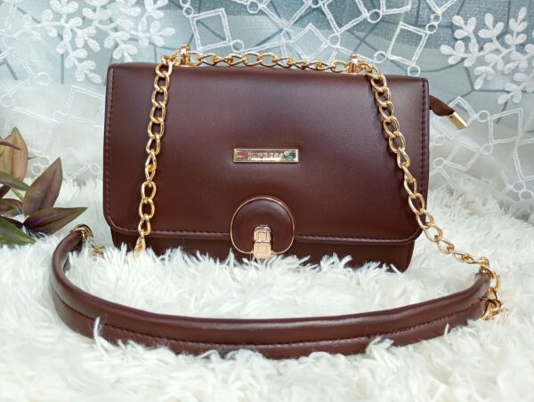 Side and Cross Body Bag for Girls Premium Quality Leather and China materials [Model No.104,Colour: Brown]