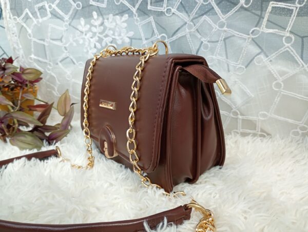 Side and Cross Body Bag for Girls Premium Quality Leather and China materials [Model No.104,Colour: Brown] - Image 3