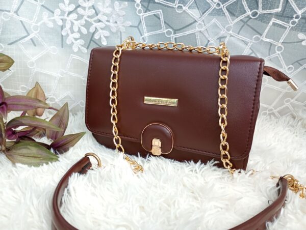 Side and Cross Body Bag for Girls Premium Quality Leather and China materials [Model No.104,Colour: Brown] - Image 4